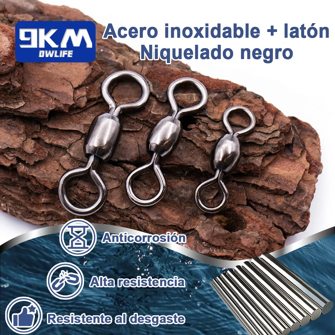 Grúa giratoria 50 ~ 200 Uds., aparejos de pesca giratorios, conector de gancho de línea de pesca, accesorios rodantes de pesca de agua salada de latón inoxidable - imagen 3