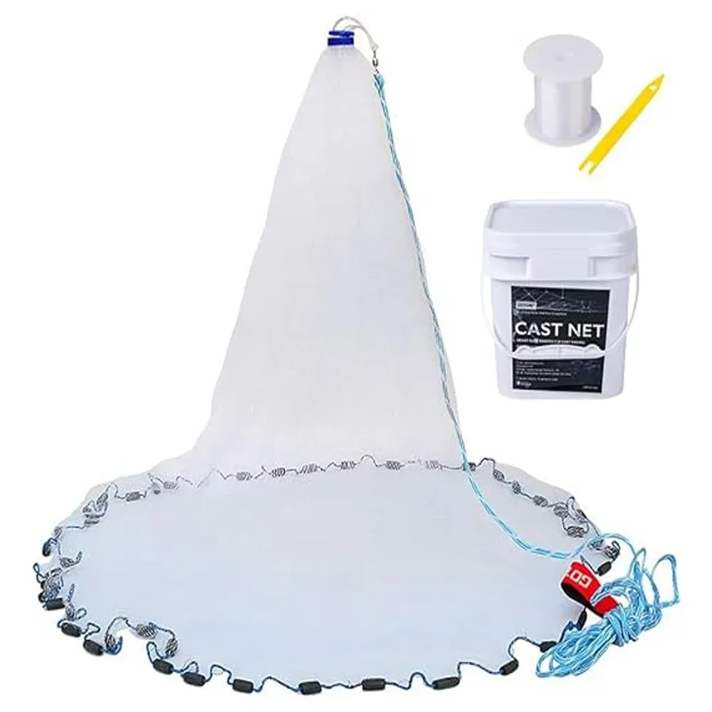 Red de pesca de agua salada americana Goture, trampa de cebo de tamaño de malla pequeña, redes de peso para lanzar peces, redes de pesca para lanzar a mano