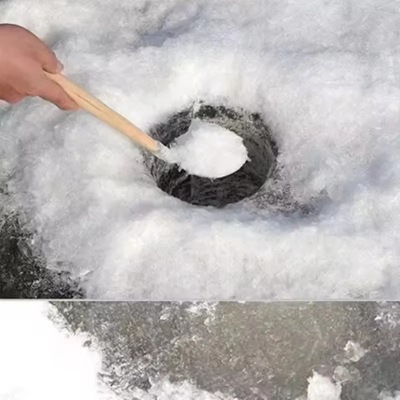 Cuchara para pesca en hielo de acero inoxidable con mango de madera - imagen 4