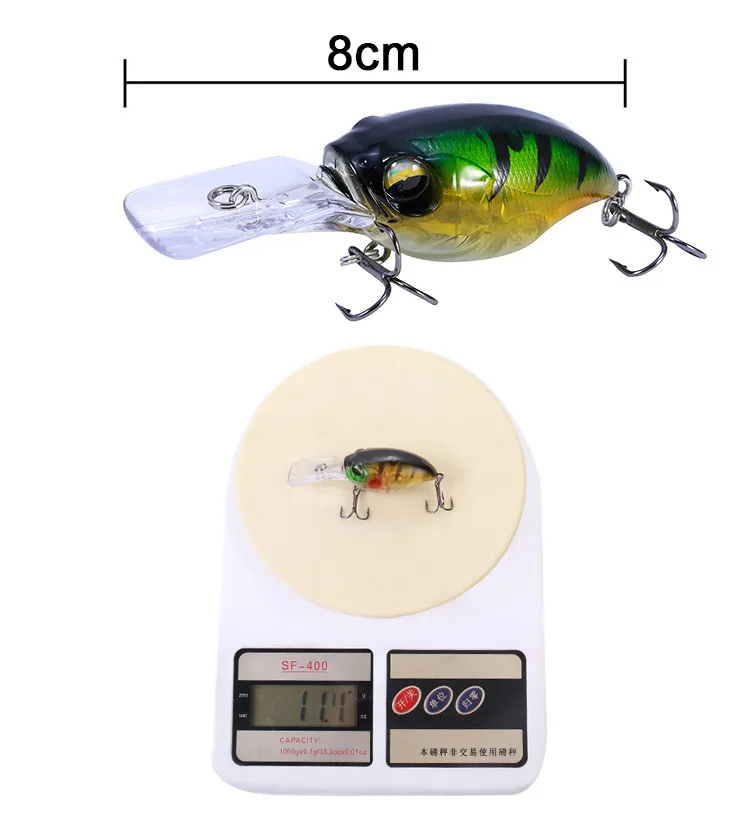 Señuelo de pesca de pececillos, 1 piezas, 80mm, 11g, Crankbait, cebo duro flotante Artificial, Wobbler, accesorios de pesca con mosca japonesa - imagen 4
