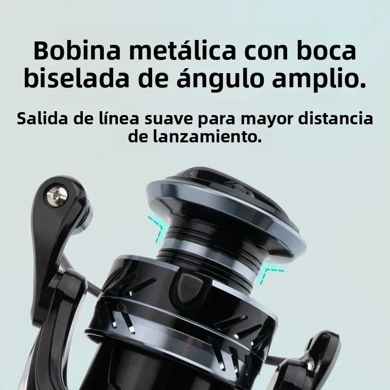 Huidiao XF carrete de pesca giratorio sólido en roca carrete de Metal/mango/pie 26,5 LB arrastre máximo 5,2: 1 serie 2000-7000 para pesca con señuelo - imagen 4