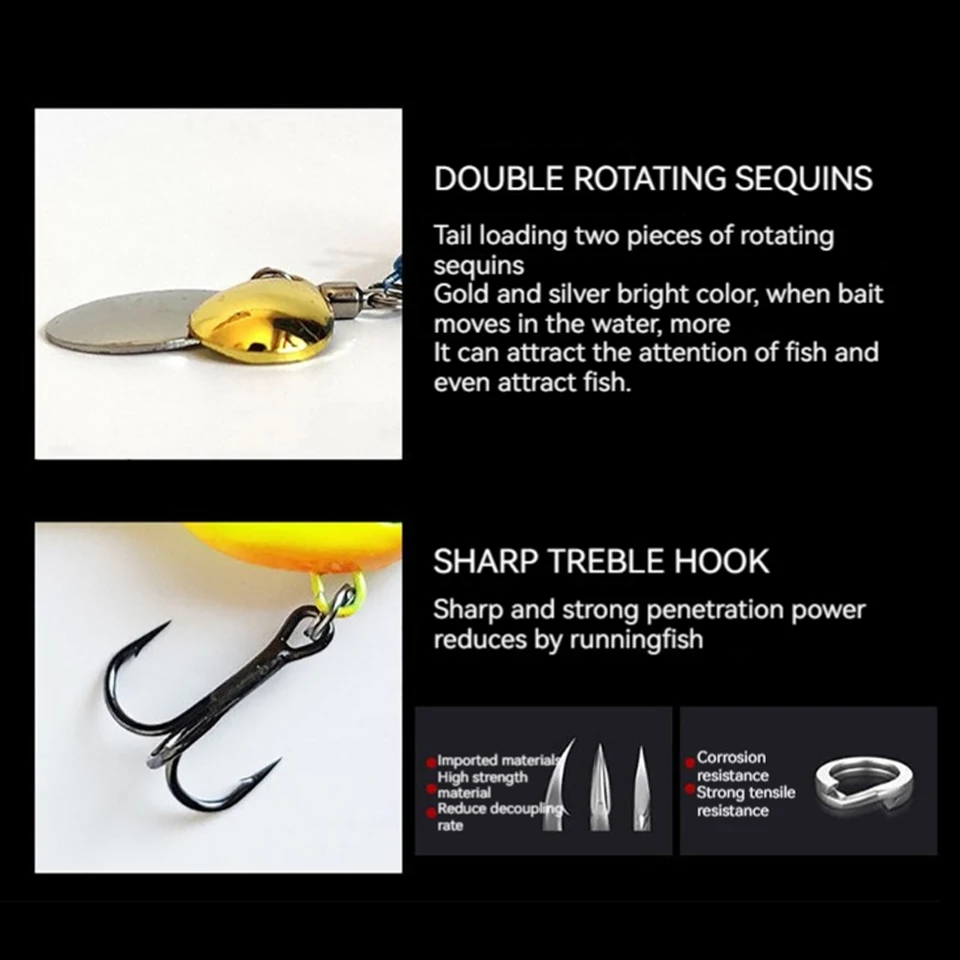 Cebo Vib giratorio de lentejuelas artificiales para pesca, 1 piezas, 14/17/20g, cebo de Metal con vibración, señuelo de doble lentejuela del océano - imagen 4