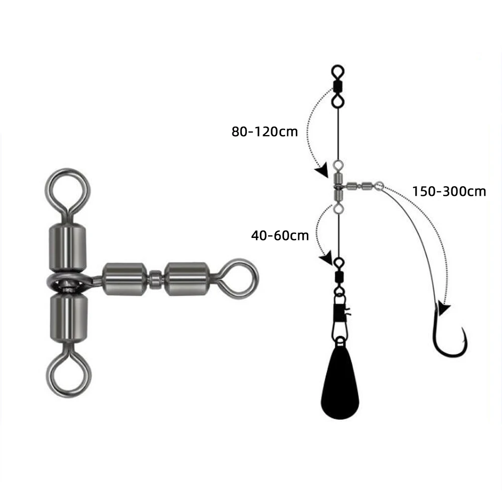 5 o 10 Uds. Giratorios de pesca de latón, anzuelo de tres vías, enlace bifurcado, accesorios de pesca giratorios