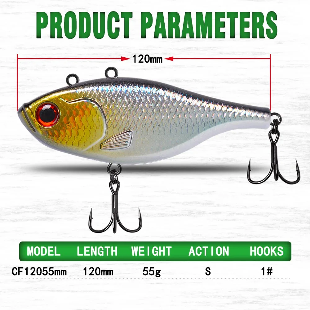 Señuelo Cf 120mm 55g plástico ABS gran fregadero rápido VIB Jerk Bait 2 anillos de conexión señuelo de pesca - imagen 5