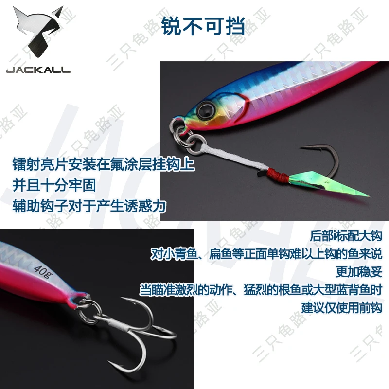 Señuelo Jackall de tres tortugas, cebo falso para pesca en el mar, placa de hierro, larga distancia, BIGBACKERJIG, 60g - imagen 4