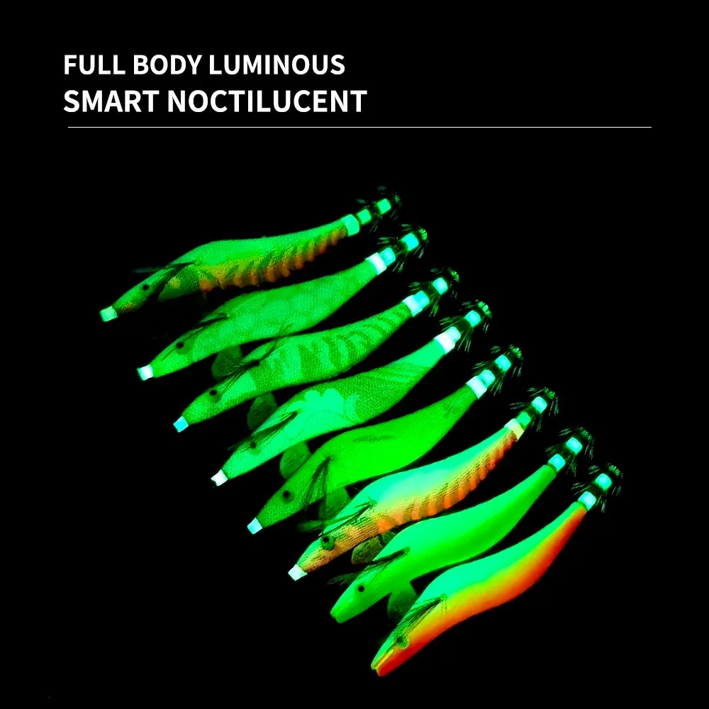 Anzuelo de calamar de madera para pesca de agua salada, luminoso de señuelo 3,5g, anzuelo Wth, plomo, plomo, ojos 3D, pulpo, sepia - imagen 2