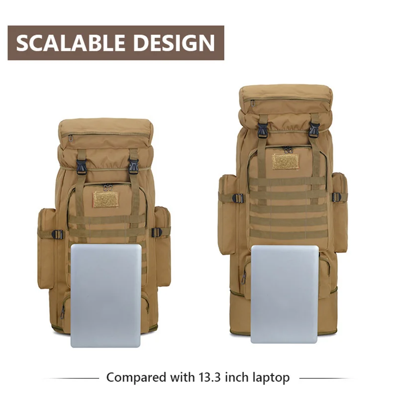 Mochila táctica Molle de gran capacidad para hombre, de nailon resistente al agua morral, bolsa deportiva para senderismo, escalada, viajes, 85L, XA142G - imagen 3