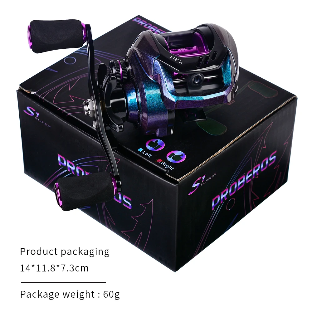 Carrete de Baitcast 7,2: 1 de alta velocidad con carcasa de carbono, carrete ligero para Baitcasting, arrastre máximo de 10KG, aparejos de rueda de pesca - imagen 5