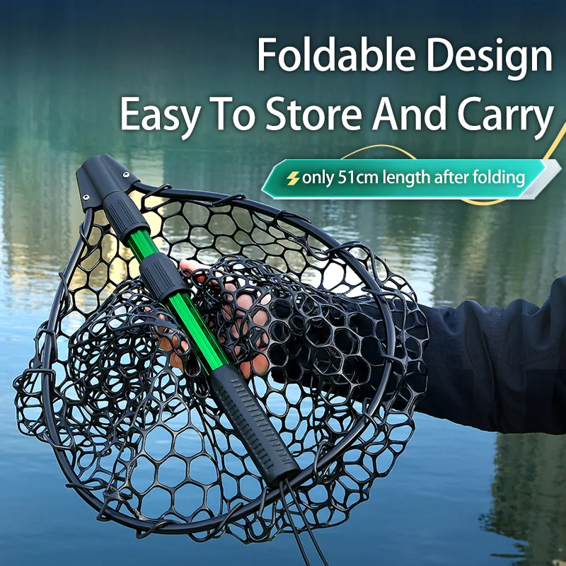 WEIHE Red de pesca plegable – Varilla aluminio y malla silicona - imagen 3