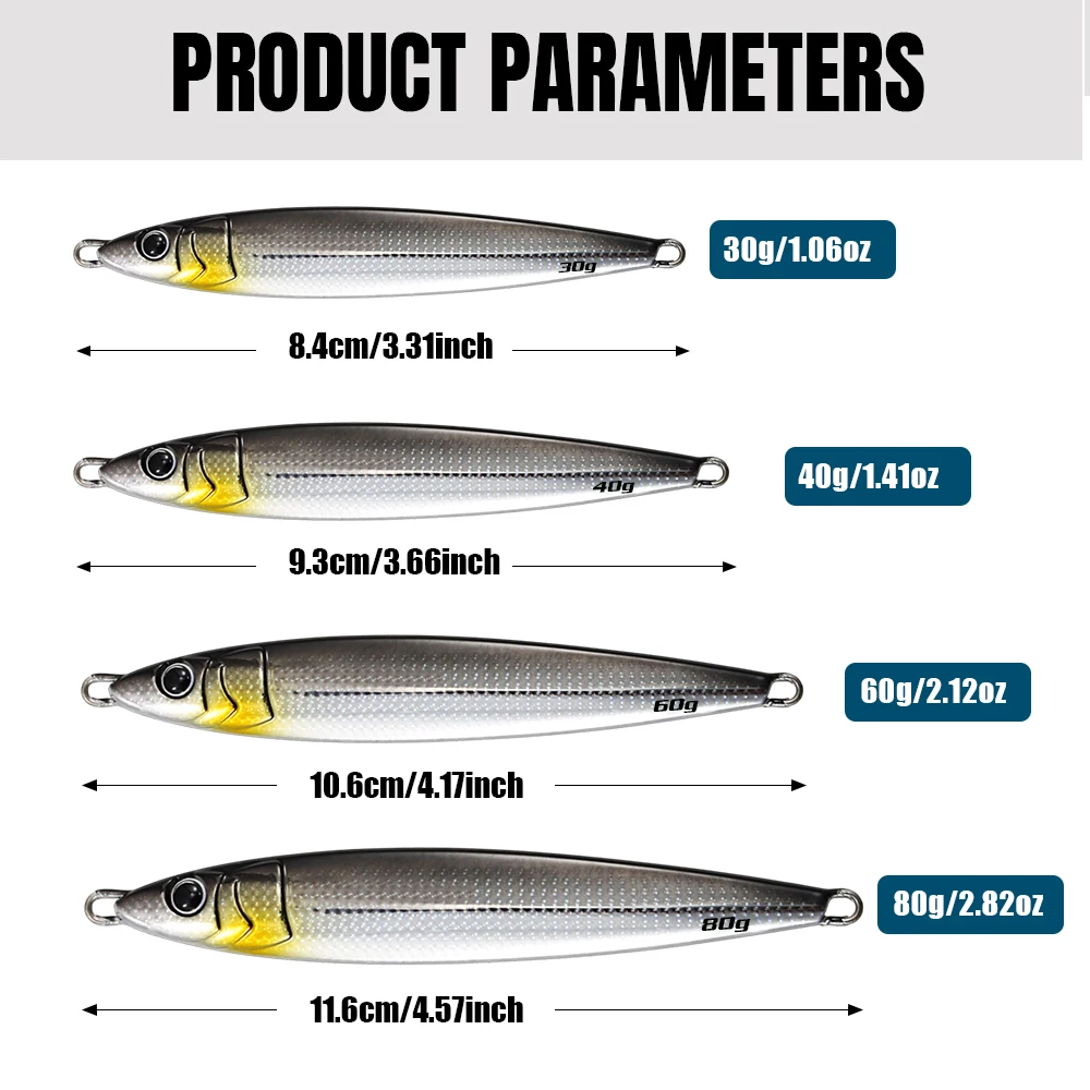 JIGGING PRO plantilla de Metal 30g 40g 60g 80g señuelo de Jigging de fundición larga Señuelos de Pesca de Jerking rápido aparejos de pesca de agua salada - imagen 2