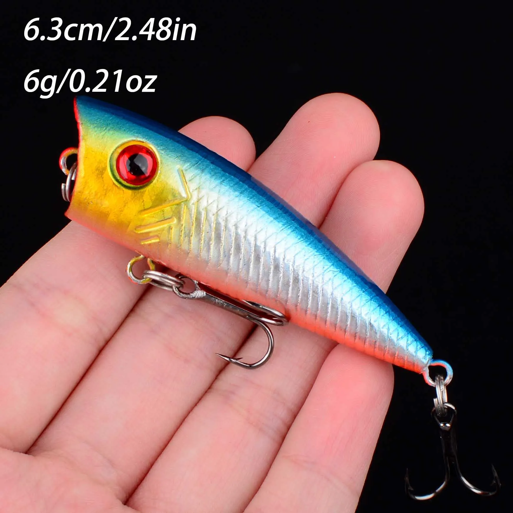 Señuelo de pesca Popper, cebo duro Topwater Crankbait, señuelos flotantes, anzuelos triples, 1 ud. - imagen 3