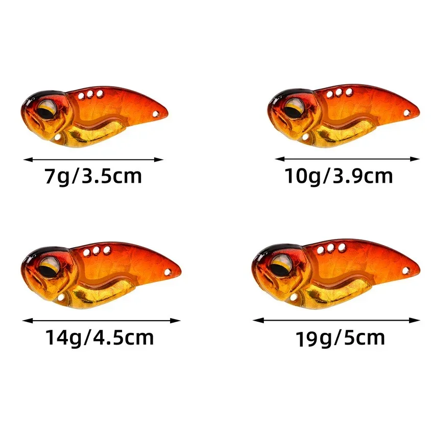 Aorace-Juego de Señuelos de Pesca con vibración para trucha y lubina, cebo Artificial de Metal VIB, cuchara giratoria, 7g, 10g, 14g, 20g, 6 piezas - imagen 4