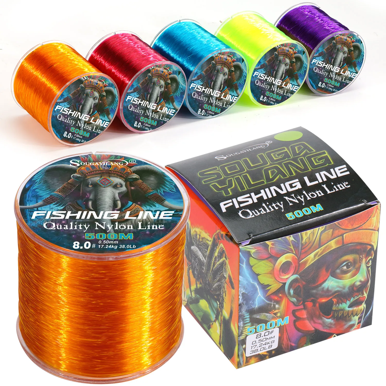 Sougayilang-sedal de pesca de nailon, monofilamento de 500m, 0,14mm-0,50mm, Material Multicolor de pesca fuerte, línea de fundición suave - imagen 2