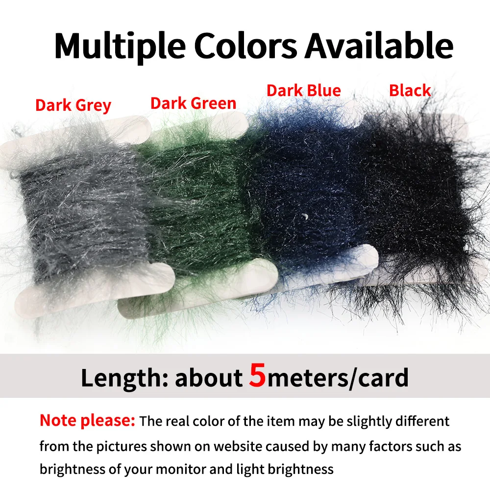 Hilo de línea de doblaje de mosca brillante de 5 metros/tarjeta, gusano de arena, moscas, Material de atado de moscas, hilo corporal de mosca de Ninfa - imagen 2