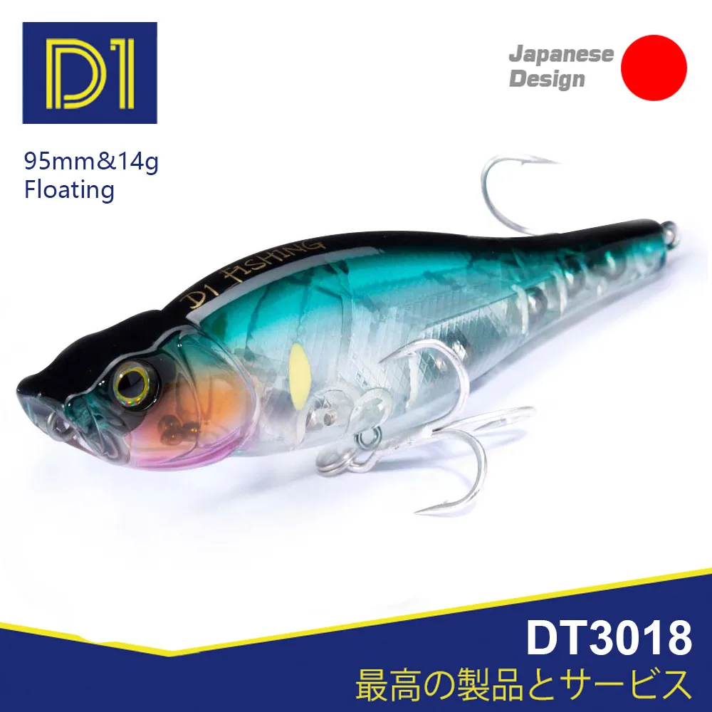 D1 Poppers Topwater para lubina - Alambre de pesca con sonajero