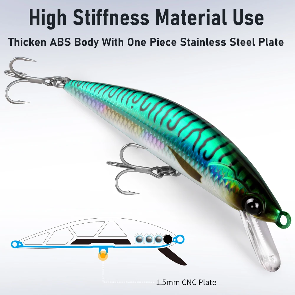 Kingdom-señuelo de pesca de pececillo hundido, 48g, 65g, 97g, cebo Artificial de fundición larga, Wobblers duros para pesca en agua salada de atún y lubina - imagen 5