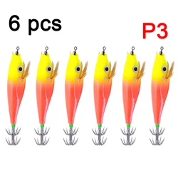 Señuelos luminosos jig con forma de camarón y calamar con doble anzuelo