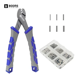 Booms Fishing XW41 Alicates de prensado de pesca con 300 unids/set para línea de pesca individual y doble de 6 tamaños herramientas de manguitos de prensado de barril