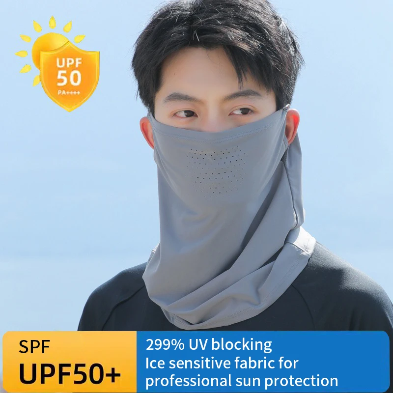 Protección UV Unisex para exteriores, cubierta envolvente para el cuello, babero a prueba de sol para pesca, máscara de seda helada, cubierta para la cara, cubierta envolvente para el cuello, bufanda para la cara con protección solar - imagen 3
