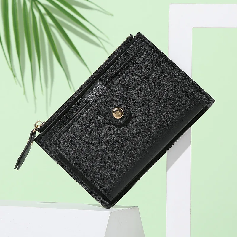 Cartera con Clip para dinero para mujer, monedero de cuero Pu con bolsillo con cremallera, tarjetero para mujer, billeteras cortas para tarjetas de crédito pequeñas - imagen 4