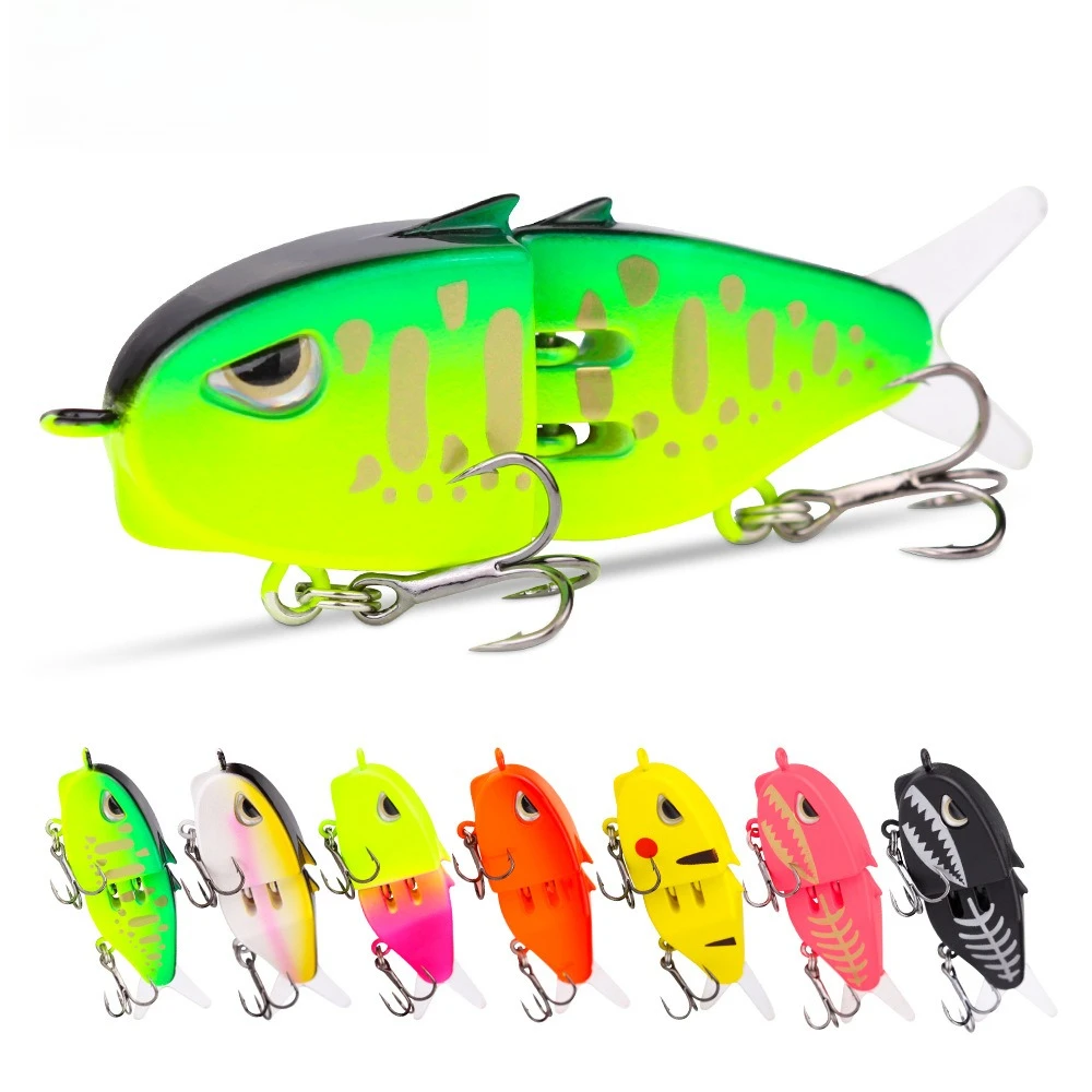 Señuelo de Pesca de hundimiento lento Swimbait 2 articulación cebo 60mm 6,5g ojos 3D Material de PVC para lubina trucha depredador señuelo Pesca