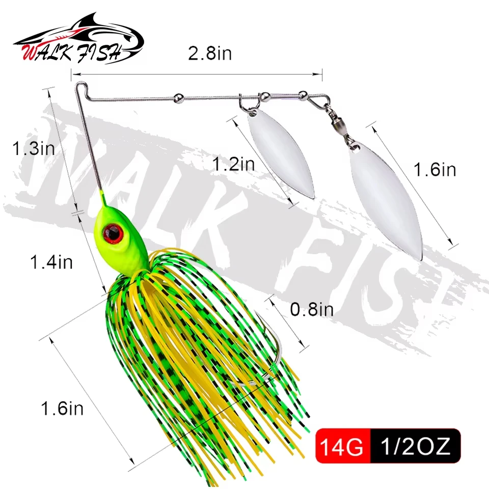 WALK FISH 1 Uds 10g 14g 18g Chatter Spinner cebo señuelo de pesca Buzzbait Metal barbudo hombre borla lentejuelas aparejos de pesca antiadherente - imagen 5