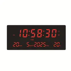 Reloj de pared digital tipo-C con temperatura, fecha y alarmas
