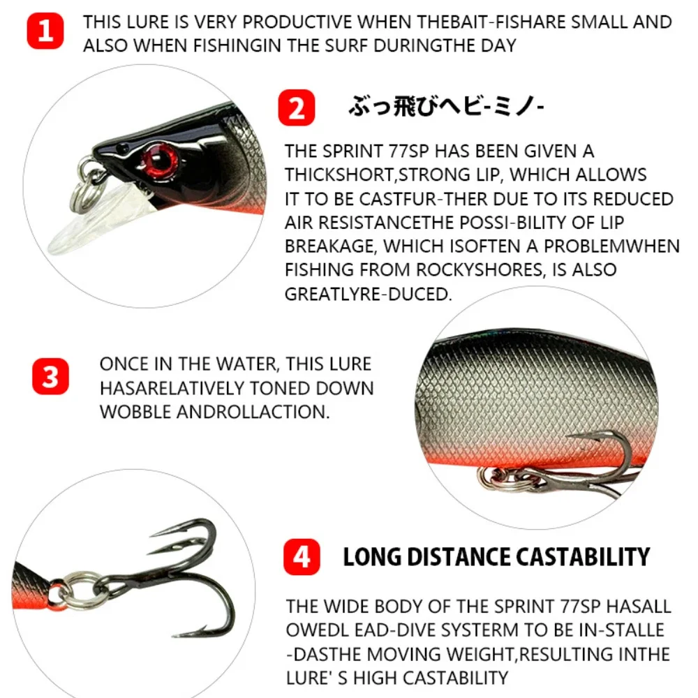 Señuelo de pesca Jerkbait de fundición larga, pececillo que se hunde, 50mm, 5,2G, aparejos de cebo Artificial para lubina de agua salada y tierra - imagen 4