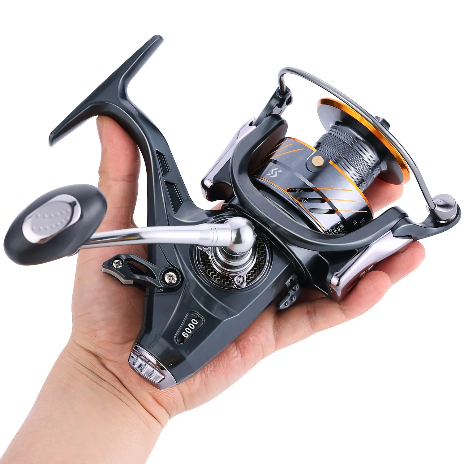 Carrete de pesca giratorio Sougayilang 4000/6000 con carrete de aleación de aluminio carrete de pesca de Surf 10KG potencia de arrastre aparejos de pesca de carpa - imagen 3