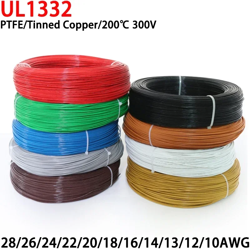 Cable de electrones de alta temperatura, Cable de PTFE UL1332 FEP aislado de plástico de 10M, 28/26/24/22/20/18/16/14/13/12AWG, 300V - imagen 2