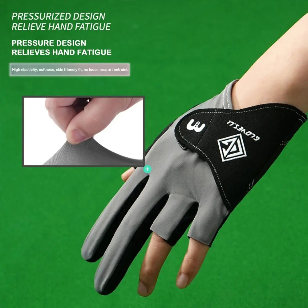 Guantes de billar para hombre, guantes de piscina con 3 dedos para mano izquierda, antideslizantes, transpirables, accesorios de billar, 1 ud. - imagen 3