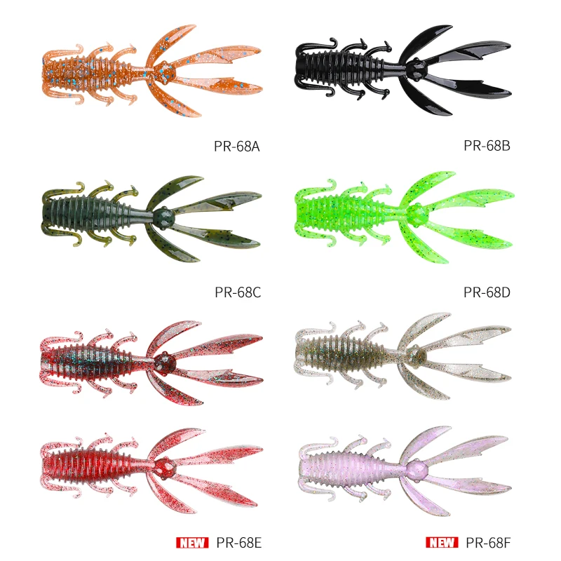 TSURINOYA-señuelo de pesca de silicona Artificial, gusano suave pionero de Camarón, 68mm, 2,4g, 20 piezas, trucha - imagen 2