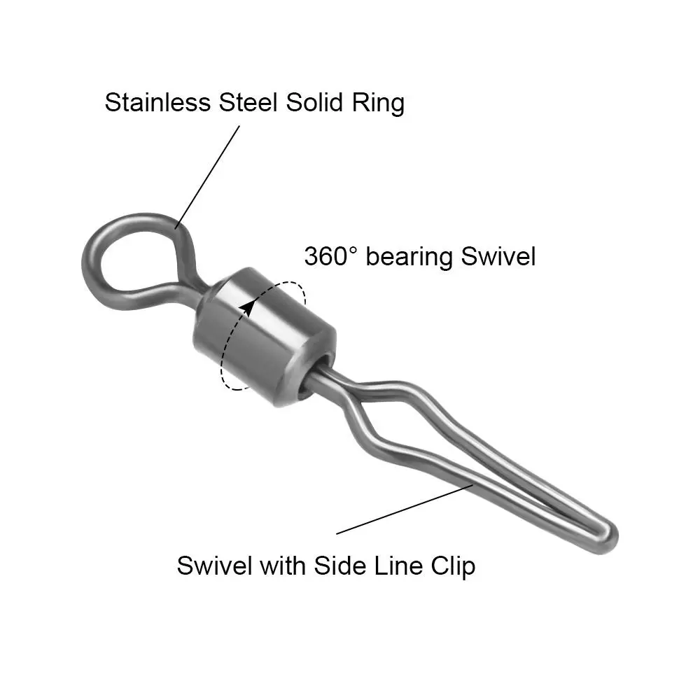 100 Uds. Giratorios con Clip de línea lateral, anzuelos colgantes de pesca y conector de basura, barril giratorio, suministros de pesca - imagen 4
