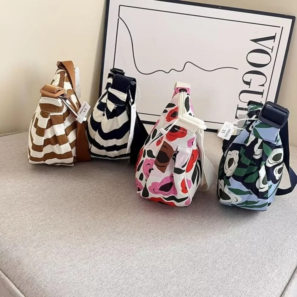 Nuevo bolso cruzado de estilo japonés, mochila pequeña de nailon a rayas, bolsas de cintura con correa ajustable de gran capacidad para mujer - imagen 4