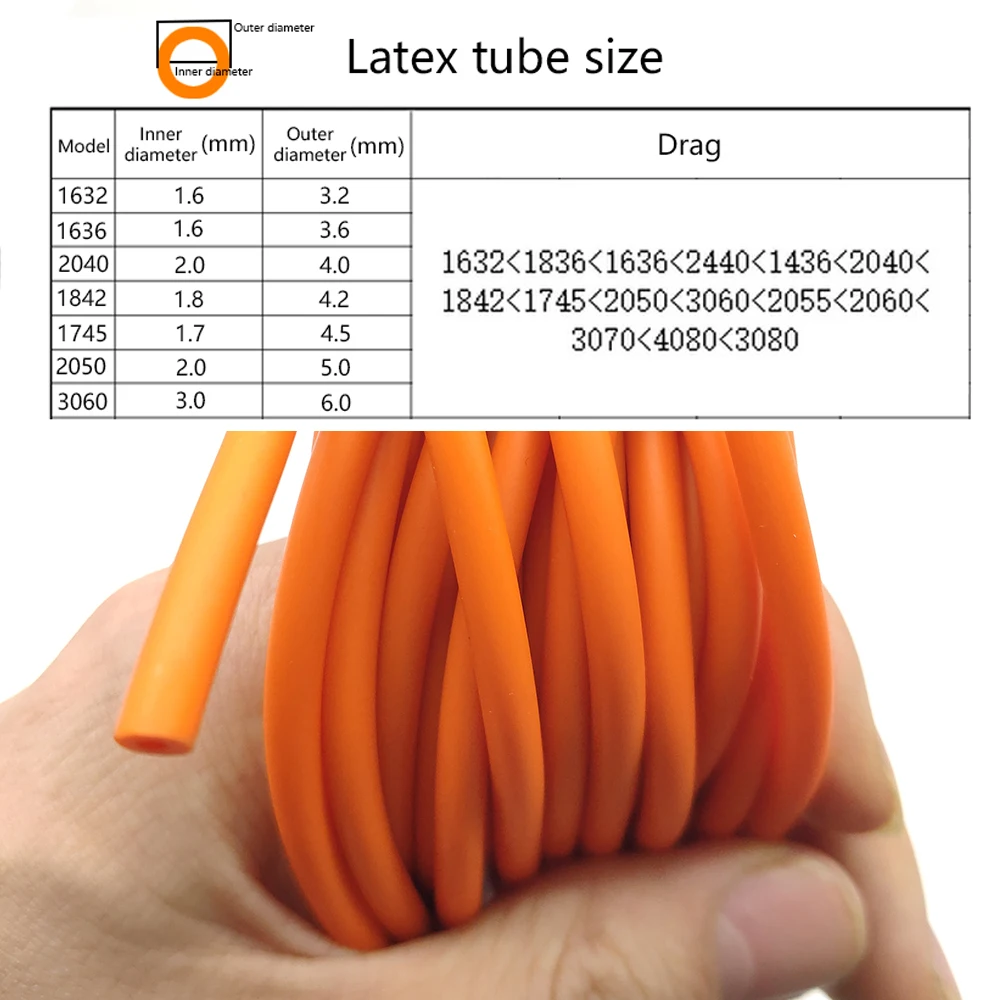 Tubo de látex de 10m 1632/1636/1842/1745/2050/3060 banda de goma anticongelante para tirachinas accesorios de tiro de pesca al aire libre - imagen 2