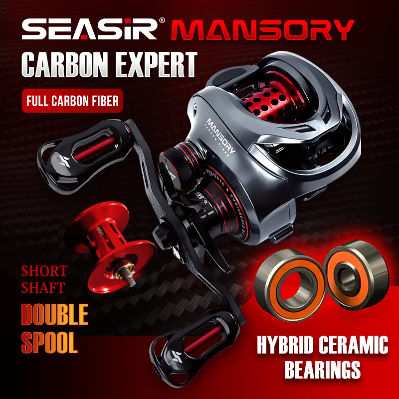 SEASIR Mansory-carrete de cerámica híbrido y rodamiento de cubierta lateral, carrete de pesca ultraligero de fibra de carbono, 146g - imagen 2