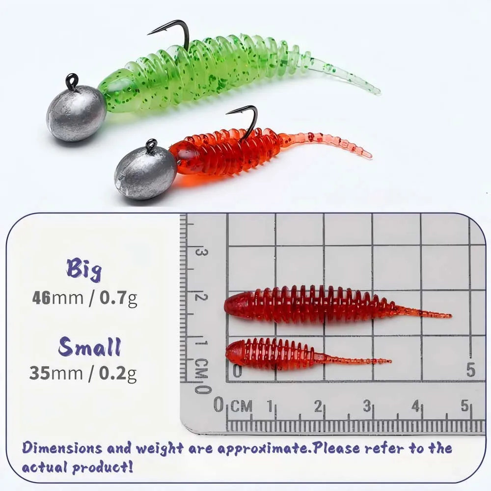 ZUKIBO nuevo señuelo de pesca Tanta cebo de gusano pequeño 35mm 46mm gusano suave TPE cebos artificiales flotantes silicona carpa pesca lubina señuelos - imagen 4
