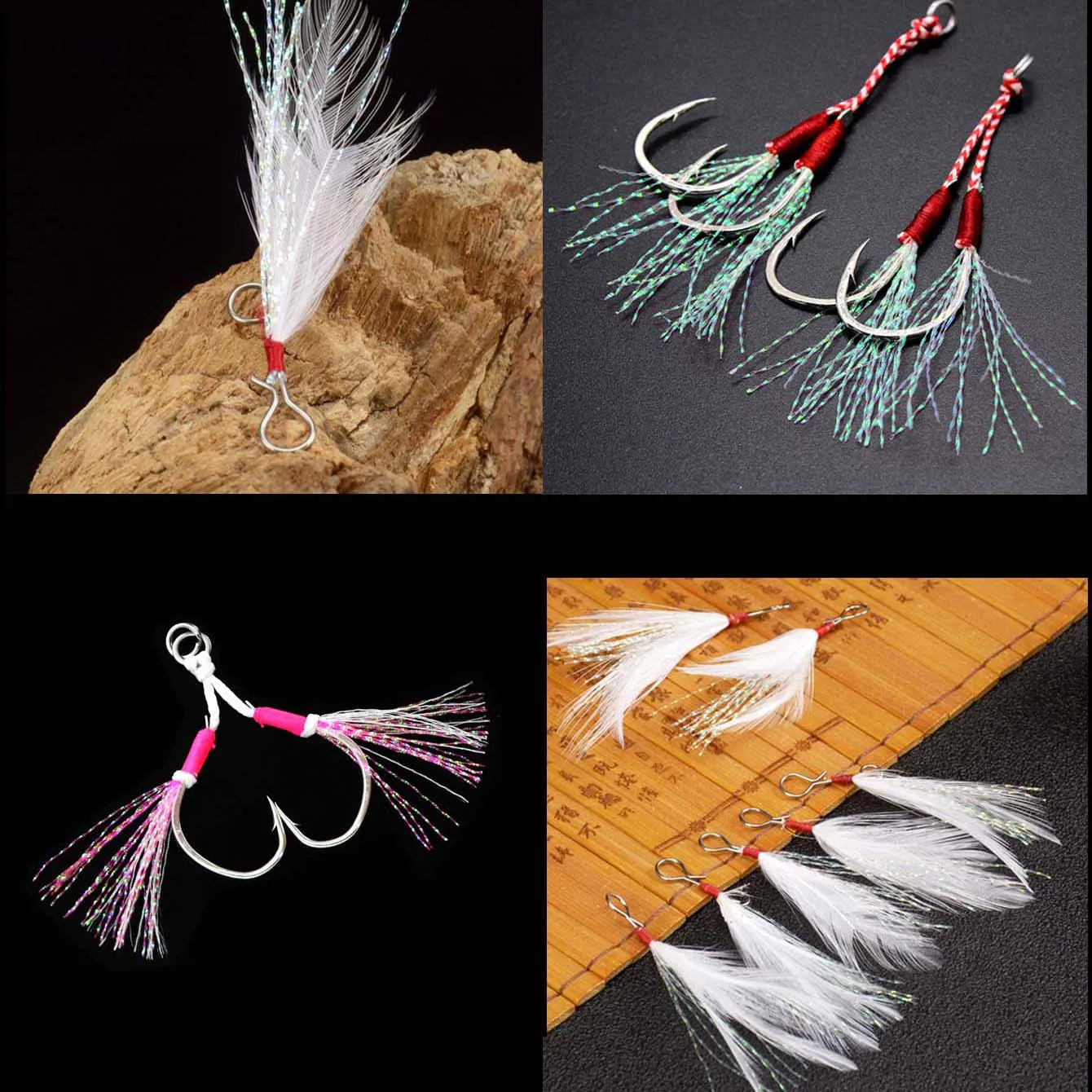 MNFT 5 uds Flashabou oropel holográfico pesca con mosca atado cristal Flash cadena Jig gancho señuelo hacer Material de pesca rosa rojo Etc. - imagen 5