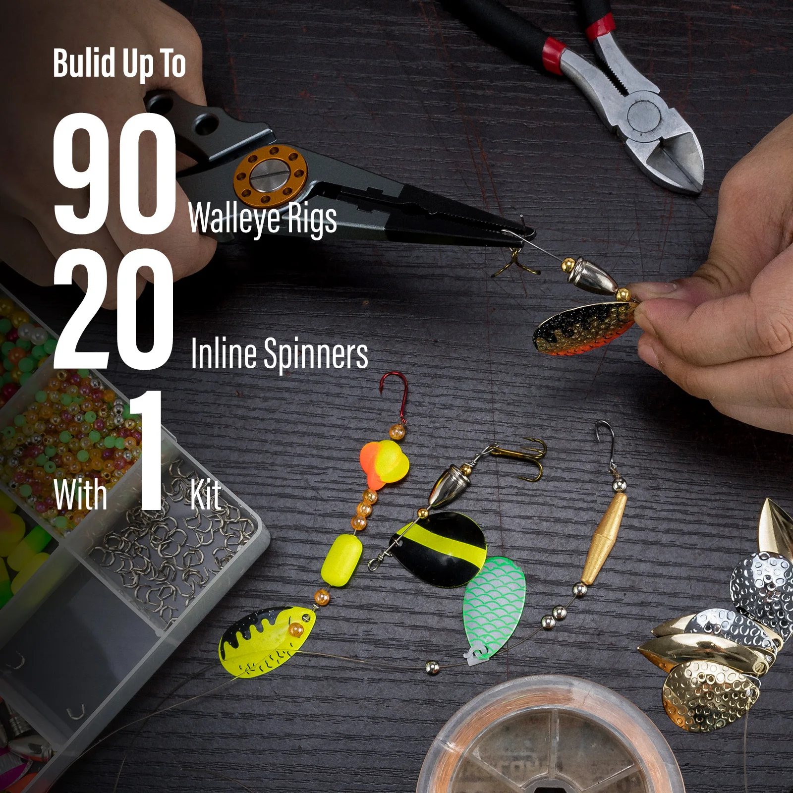 Kit de fabricación de Spinner de pesca en línea, cuerpo de señuelo de hoja giratoria, anzuelo de pulpo triple, aparejo de lubina y trucha, Walleye Pompano, 1721 piezas - imagen 4