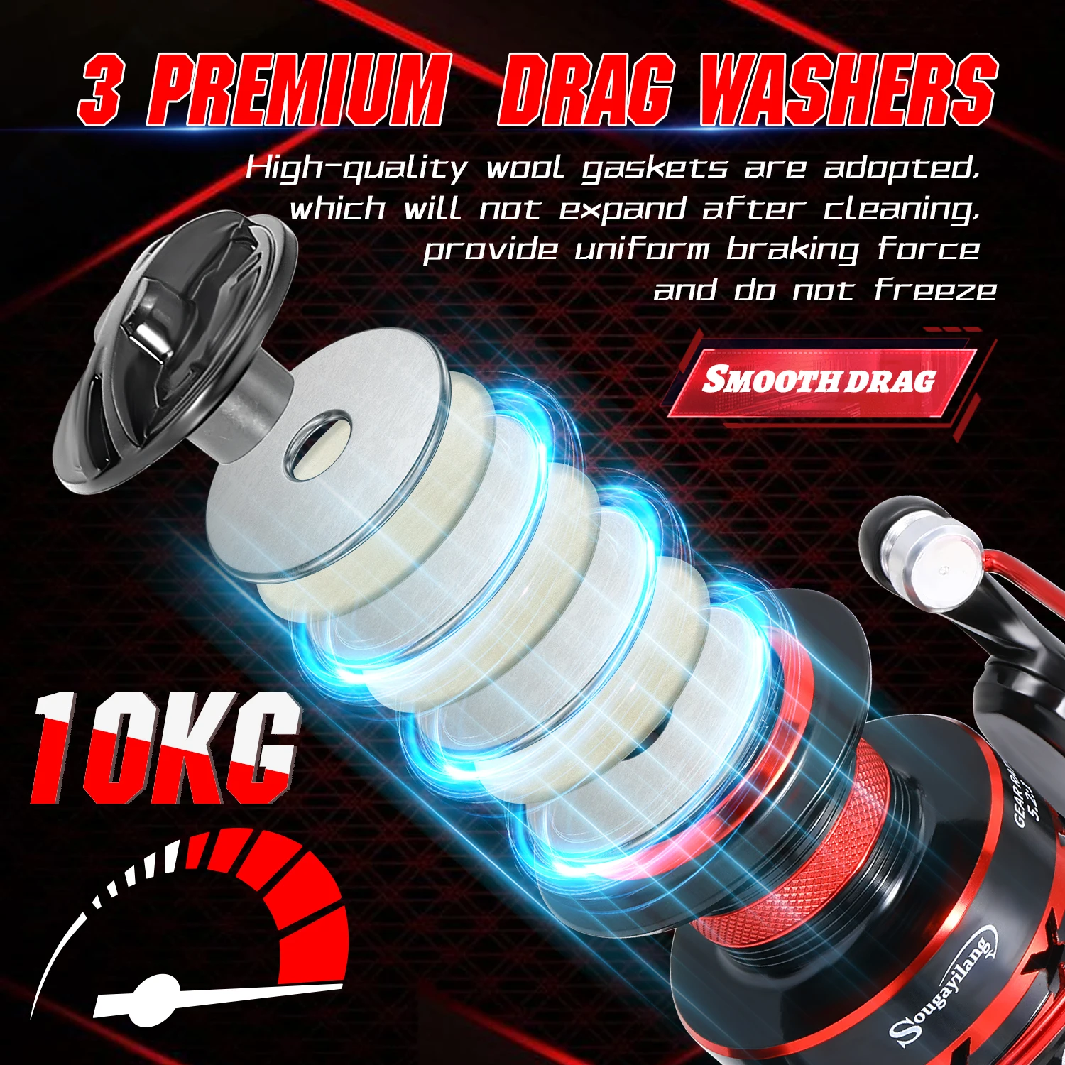 Combo Sougayilang caña spinning 1.8m y carrete carbono para lubina - imagen 2