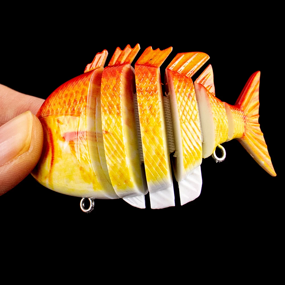 CCLTBA Swimbait articulado 8cm 14g cebos duros de hundimiento lento Señuelos de pesca de natación vívidos 6 segmentos oscilantes para pesca de Lucio - imagen 3