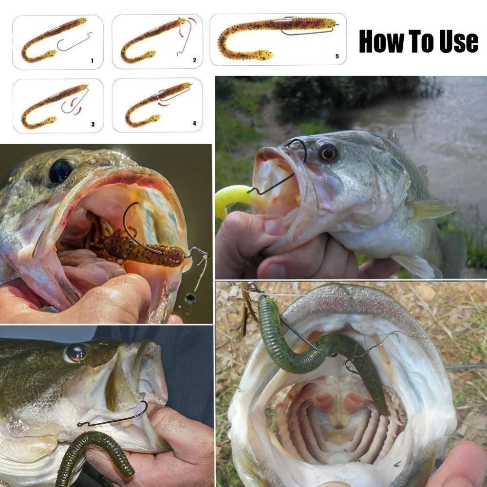 Sougayilang Anzuelos de pesca de acero al carbono para gusano - imagen 4