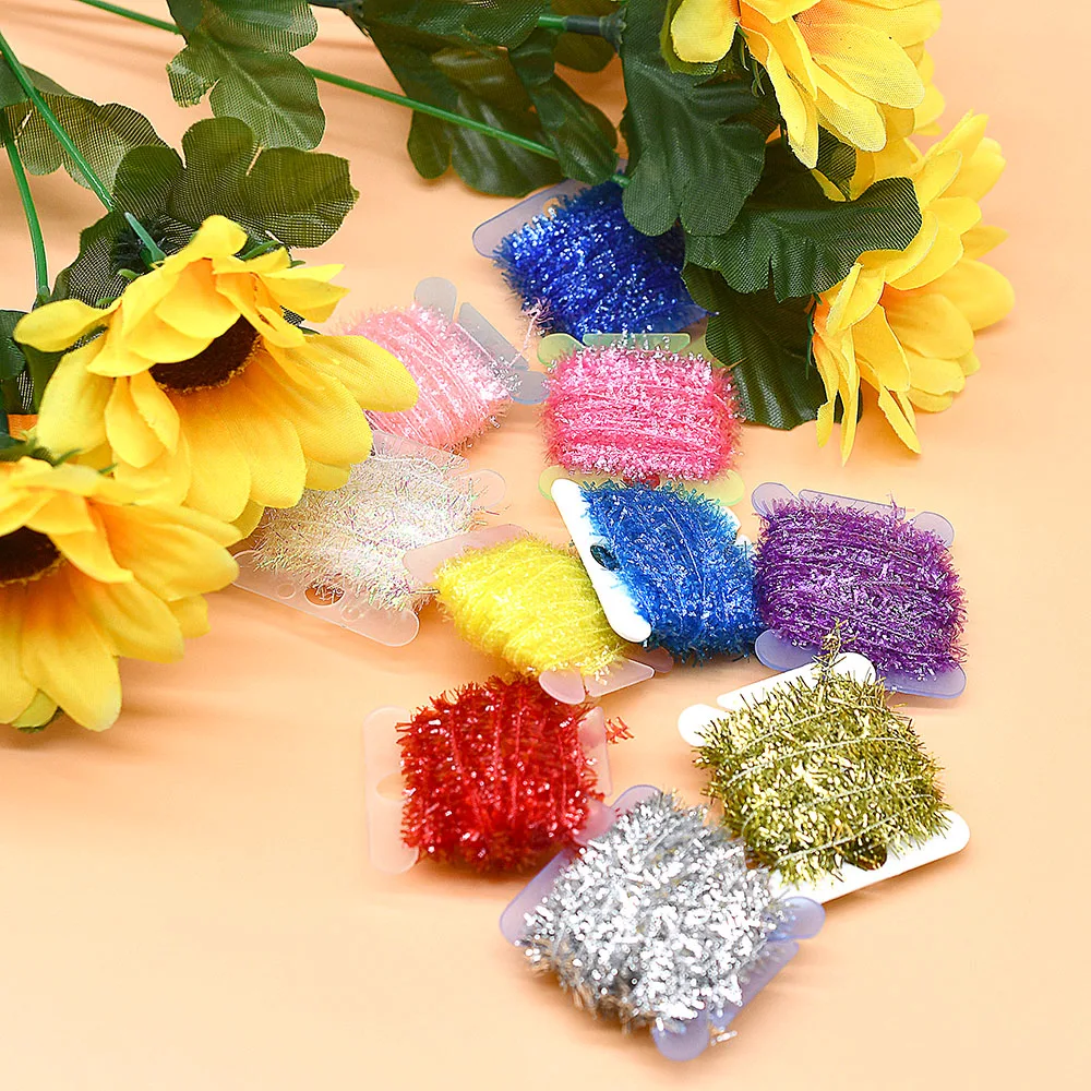 MNFT oropel de pesca con mosca, aparejo de línea Flash de cristal de chenilla, 10 colores, fabricación de cebo, serpentina de atado de moscas surtidas, Material de moscas - imagen 5