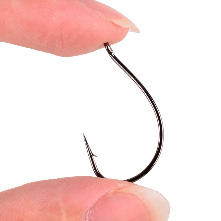 Anzuelo de Pesca de níquel negro 8003, señuelo de gusano, cebo suave, anzuelo de cabeza, aparejo de tiro caído, 50 unids/lote por caja - imagen 3