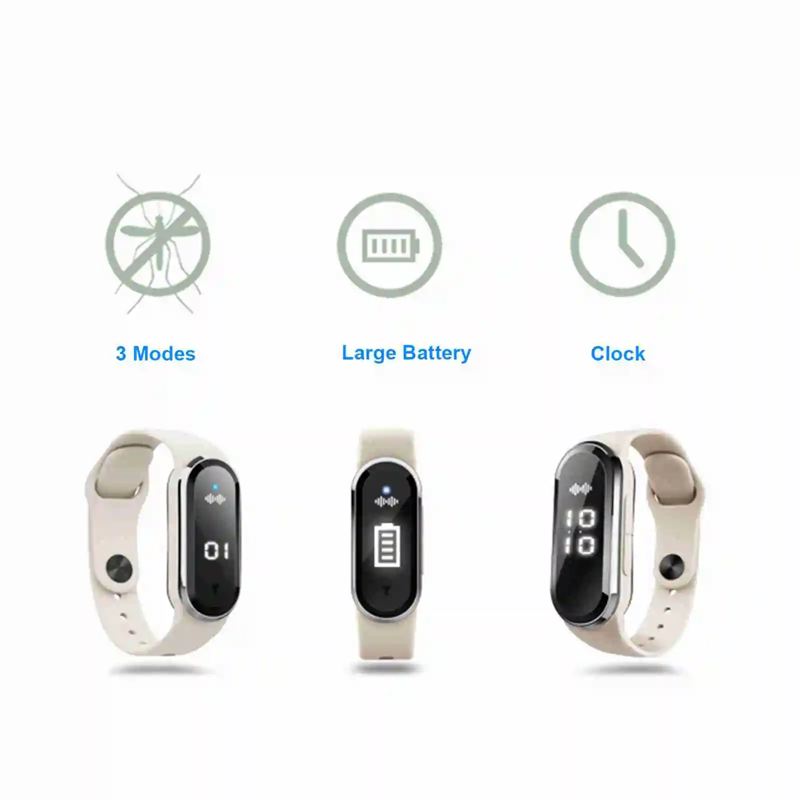 Reloj de pulsera ultrasónico repelente de mosquitos, recargable por USB, pulsera de 3 modos adecuada para adultos y niños - imagen 5