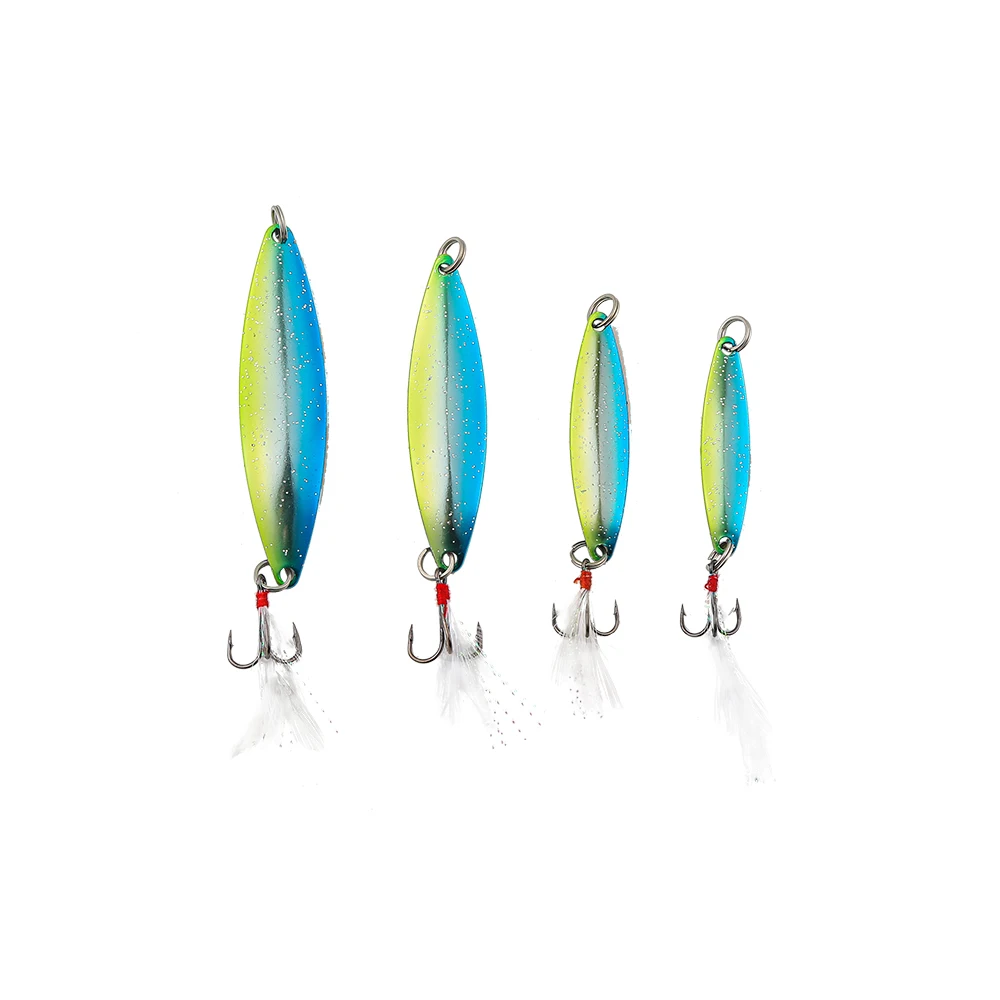 Señuelo láser de arcoíris, Wobblers VIB 5g 8g 17g, plantilla de Metal, Jigging lento/curricán, Wobbler, cuchara de Metal con gancho de plumas, señuelo de pescado - imagen 4