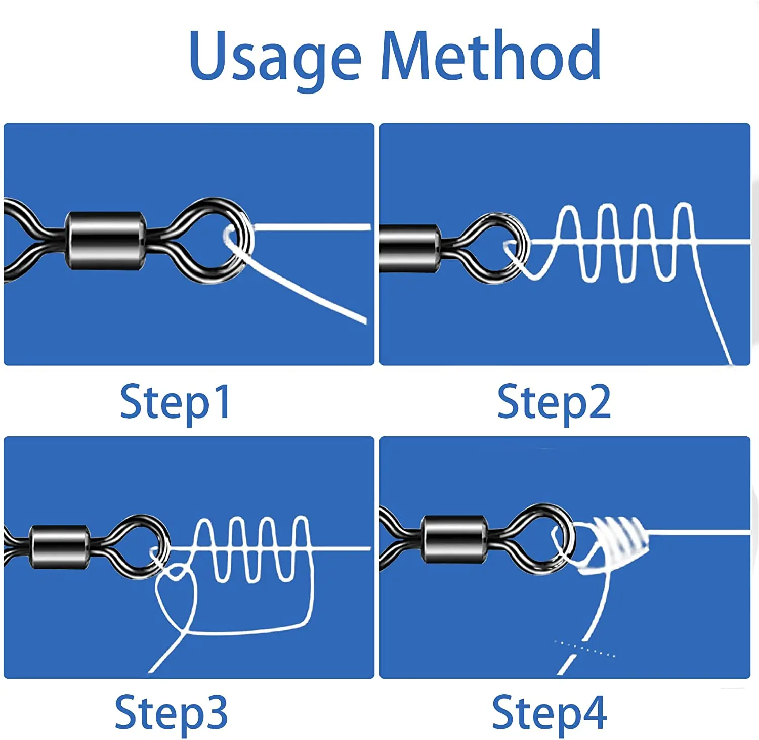 Eupheng 50 piezas giratorios de pesca # 10- # 14 10LB-30LB Rodamiento de bolas Cuerpo de cobre Accesorios de pesca de carpa de acero inoxidable - imagen 5