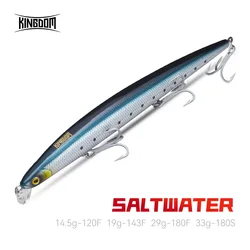 Kingdom-Señuelos de pesca de fundición larga, 14,5g, 19g, 29g, pececillo flotante de hundimiento lento, Wobbler, cebo duro Artificial, Jerkbaits, Lucio de lubina