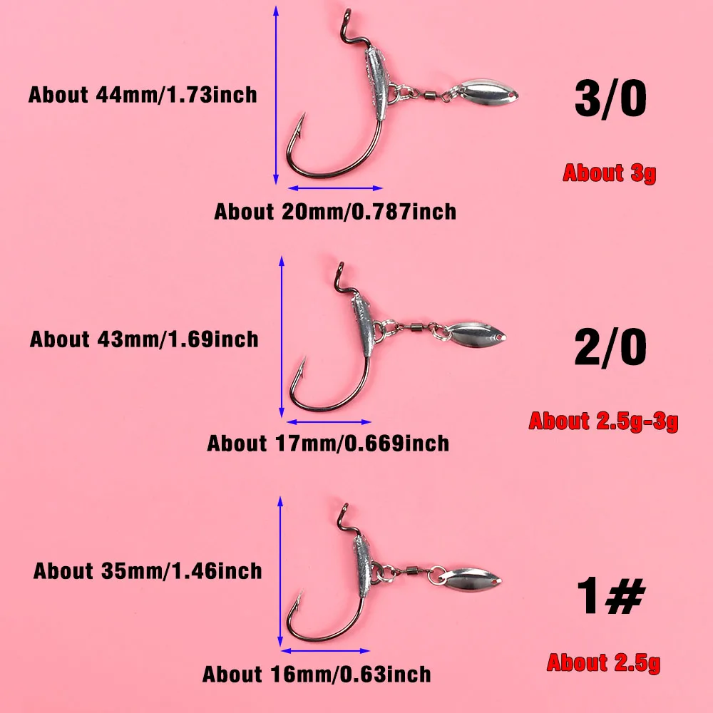 6 uds Underspin Swimbait gancho con Twistlock, anzuelos de manivela ponderados con cuchillas giratorias plateadas para Señuelos de Pesca blandos - imagen 4
