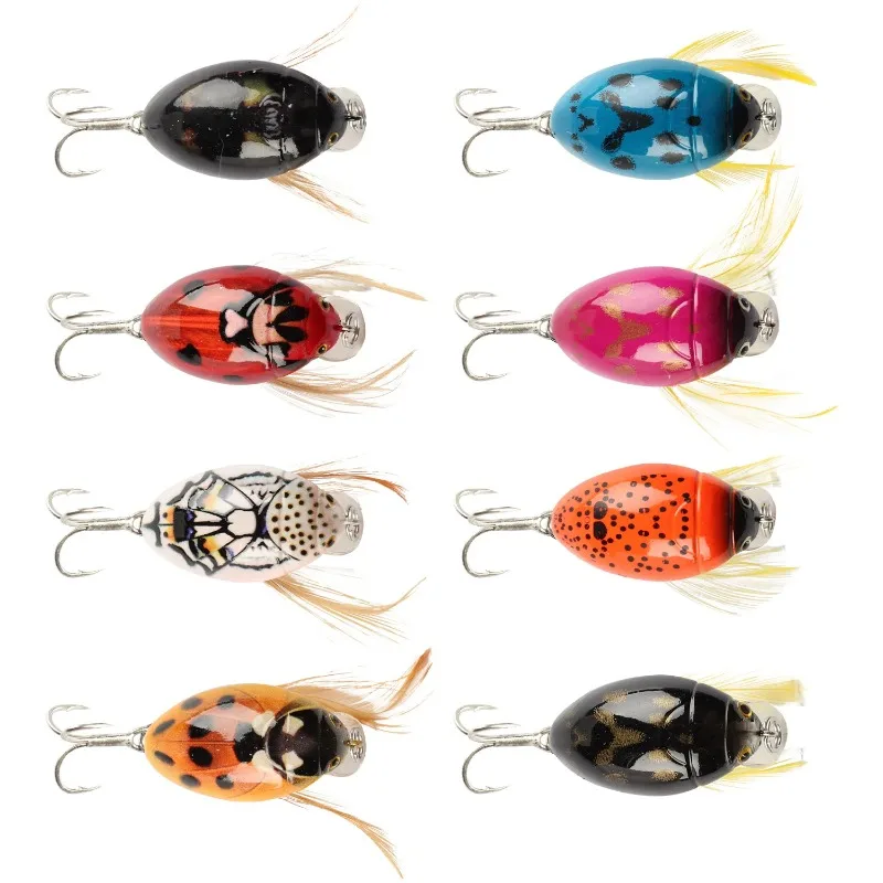 3,8g/40mm flotante Mino Mini imitación mariquita señuelo de carretera fundición de agua dulce Crankbait 3D ojos simulados pintura de alta calidad - imagen 5